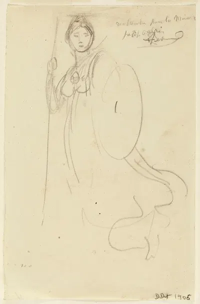 Une femme en armure et bouclier de face by Альбер Безнар, 1906 — digital art print download