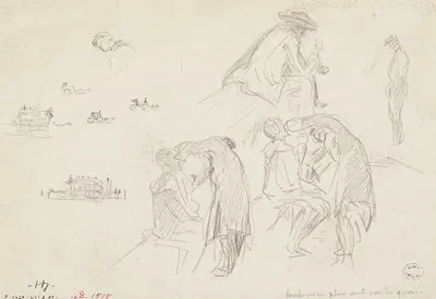 Barbiers au travail sur les quais, omnibus by Фредерик Убро, 1895 - 1905 — digital art print download