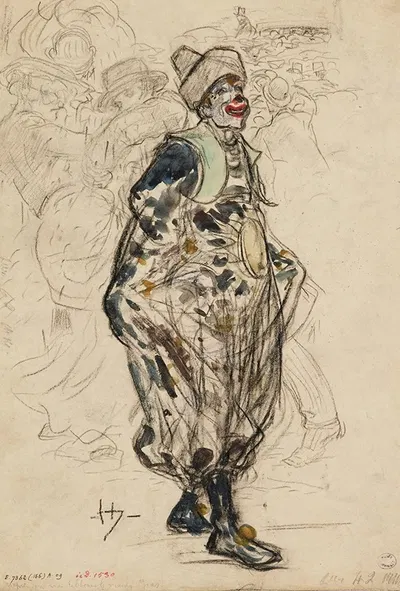 Clown dans la rue, un jour de mardi-gras by Фредерик Убро, 1895 - 1905 — digital art print download