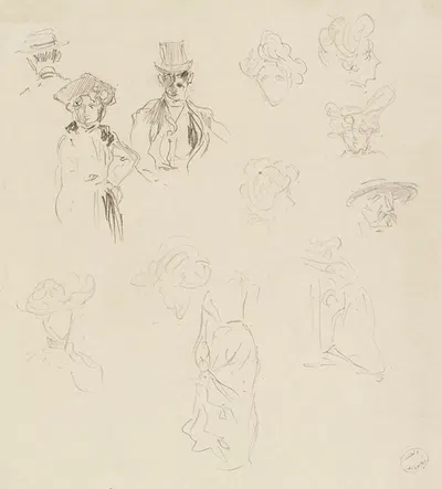 Croquis de parisiens by Фредерик Убро, 1895 - 1905 — digital art print download