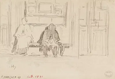 Deux personnages sur un banc by Фредерик Убро, 1895 - 1905 — digital art print download
