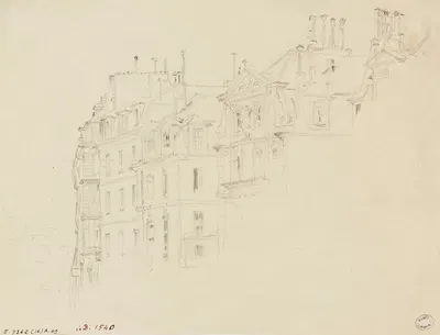 Façades d'immeubles parisiens du XVIIème siècle by Фредерик Убро, 1895 - 1905 — digital art print download