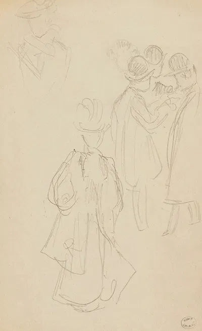Groupe d'hommes et femme élégante by Фредерик Убро, 1895 - 1905 — digital art print download