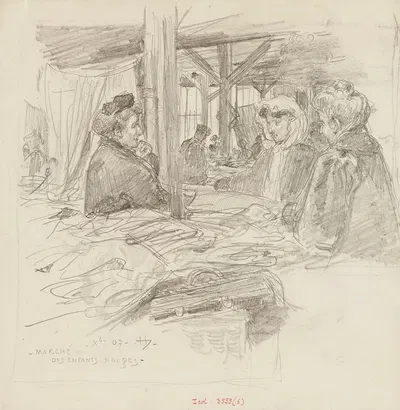 Intérieur du Marché des Enfants Rouges, en décembre 1907. 3ème arrondissement by Фредерик Убро, 1907 — digital art print…