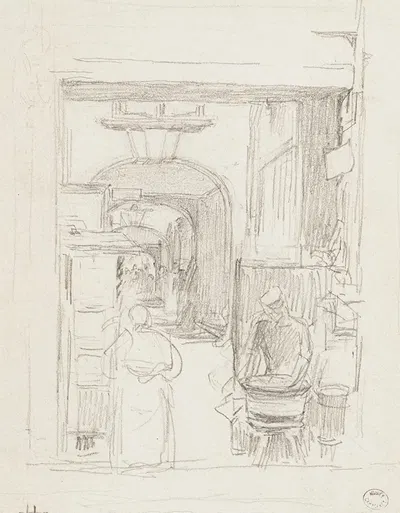 Marchand de marrons chauds à l'entrée d'un passage by Фредерик Убро, 1895 - 1905 — digital art print download