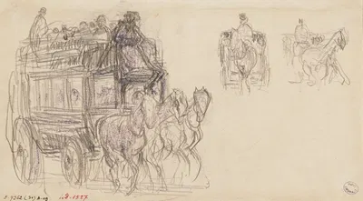 Omnibus et fiacres by Фредерик Убро, 1895 - 1905 — digital art print download