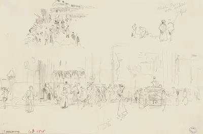 Personnages et calèches sur un boulevard by Фредерик Убро, 1895 - 1905 — digital art print download