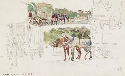 Voitures et charrettes attelées by Фредерик Убро, 1895 - 1905 — digital art print download