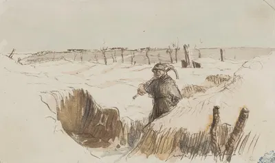 Sans titre (Poilu marchant dans une tranchée) by Жорж Юго, 1915-1916 — digital art print download
