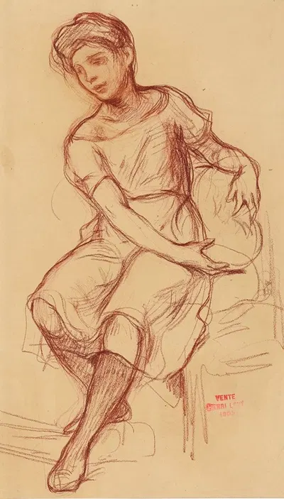Etude de femme assise sur une chaise by Анри Леопольд Леви — digital art print download