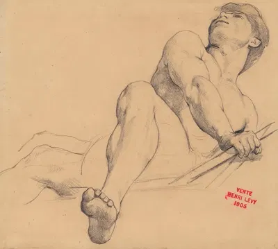 Etude de jeune homme allongé, le pied gauche en avant by Анри Леопольд Леви — digital art print download