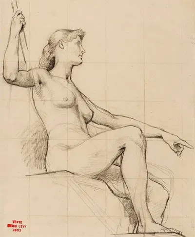 Etude d'une femme nue assise by Анри Леопольд Леви — digital art print download