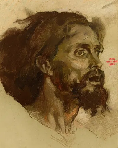 Etude pour un visage d'homme barbu by Анри Леопольд Леви — digital art print download