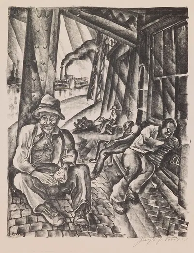 Under the Bridge, Saint Louis by Joseph Paul Vorst, 1937 — digital art print download