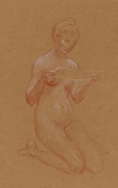 Femme nue à genoux by Люк-Оливье Мерсон — digital art print download