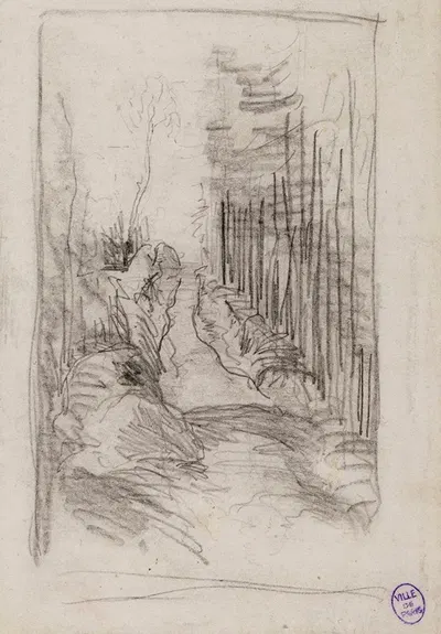 Croquis d'une allée en forêt by Нарцисс-Виржиль Диаз де Ла Пенья — digital art print download