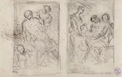 Deux esquisses pour des compositions by Нарцисс-Виржиль Диаз де Ла Пенья — digital art print download
