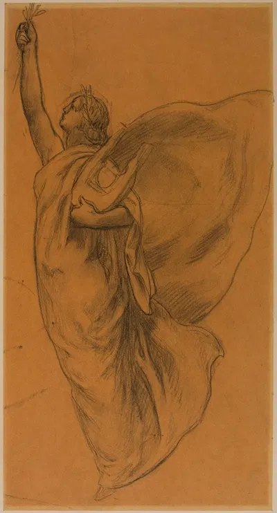 Femme drapée volant, tenant une lyre by Пьер Пюви де Шаванн, 1893-1896 — digital art print download