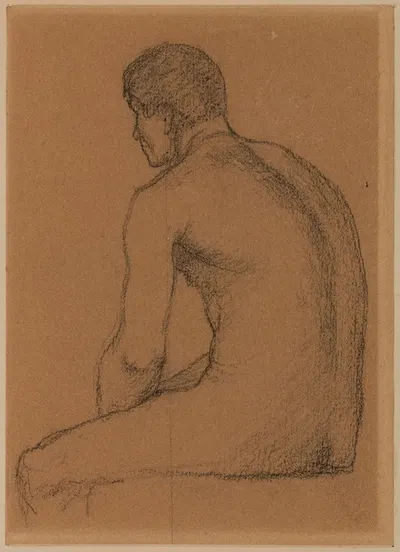 Homme assis nu, de dos by Пьер Пюви де Шаванн, 1867-1869 — digital art print download