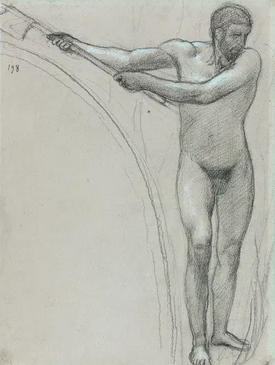 Homme debout, brandissant une hache by Пьер Пюви де Шаванн, 1887-1892 — digital art print download