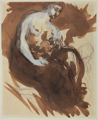 Le Sommeil, Femme assise by Пьер Пюви де Шаванн, 1867 — digital art print download