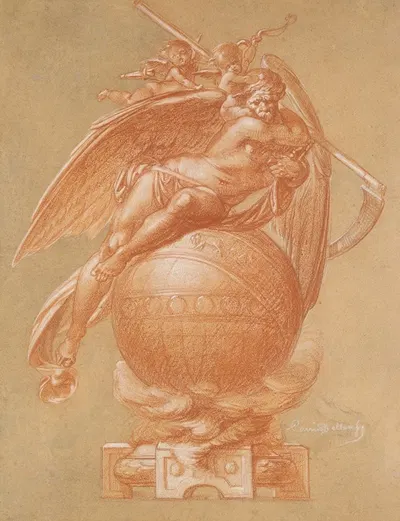 Father Time on a Globe; Design for a Clock by Albert-Ernest Carrier-Belleuse — digital art print download
