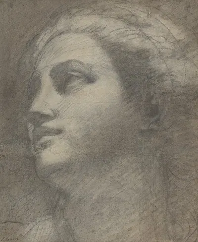 Head of a Woman Looking to Upper Left by Annibale Carracci, 1590–1600 — digital art print download