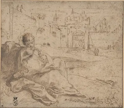 The Virgin and Child Resting Outside a City Gate by Annibale Carracci, 1560–1609 — digital art print download