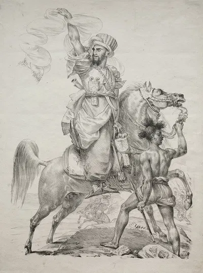 A Mameluke Chief on Horseback Signaling for Help by Антуан-Жан Гро, 1817 — digital art print download