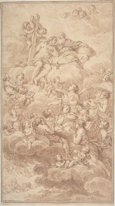 Angels Adoring the The Holy Trinity by Charles Nicolas Cochin II, 1772 — digital art print download