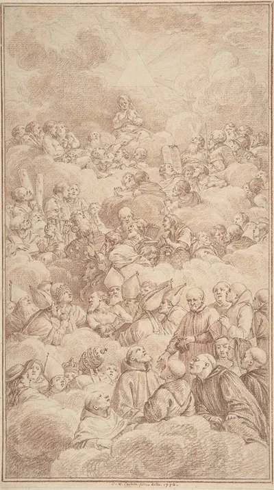 The Company of Saints in Glory by Charles Nicolas Cochin II, 1772 — digital art print download