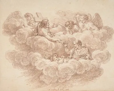 The Risen Christ Appearing to Souls in Purgatory by Charles Nicolas Cochin II, 1782 — digital art print download