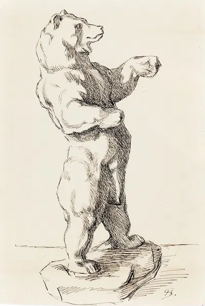 Takajaloillaan seisova karhu, veistoksen mukaan by Хелена Шьерфбек, 1877 - 1878 — digital art print download