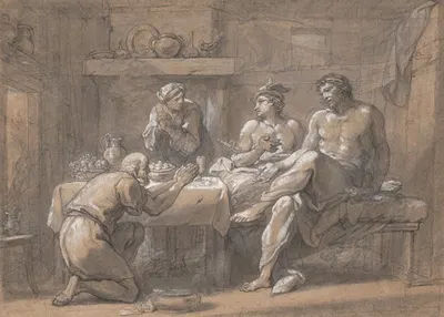 Jupiter and Mercury in the House of Baucis and Philemon by Гиацинт Коллен де Вермон — digital art print download