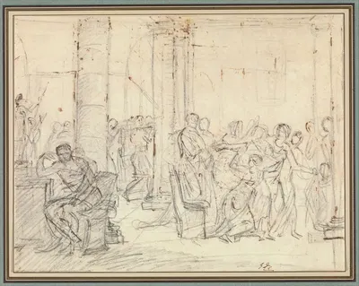 Study for The Lictors Bringing Brutus the Bodies of his Sons by Жак Луи Давид — digital art print download