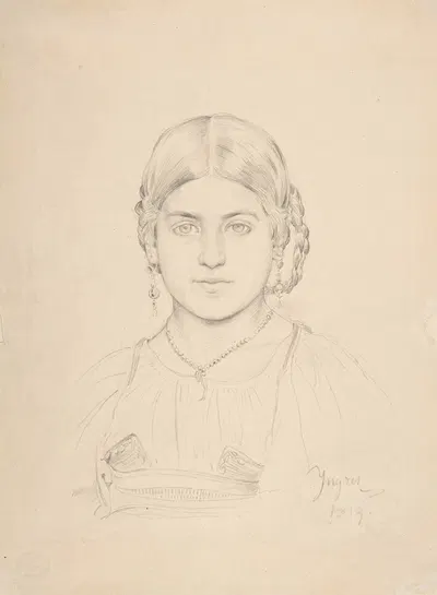 Bust of a Gypsy Girl by Жан Огюст Доминик Энгр, 1819 — digital art print download