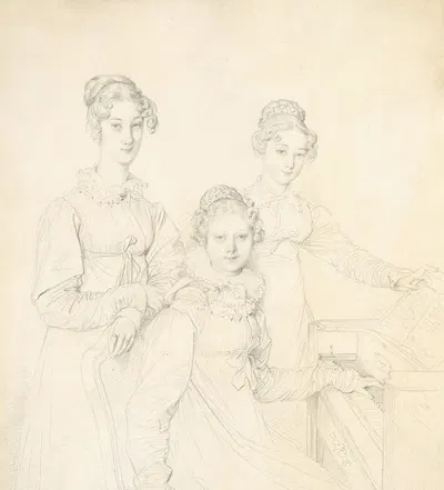 The Kaunitz Sisters (Leopoldine, Caroline, and Ferdinandine) by Жан Огюст Доминик Энгр, 1818 — digital art print download