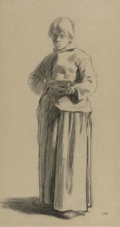 Study Of A Woman Holding A Cup by Жан-Франсуа Миле — digital art print download