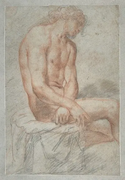 Study of a seated male figure by Хуан Карреньо де Миранда — digital art print download
