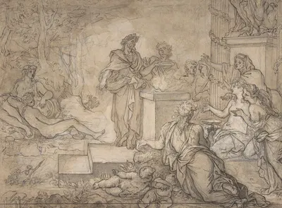 Sacrifice Offered before a Statue of Jupiter by Louis de Boullogne — digital art print download