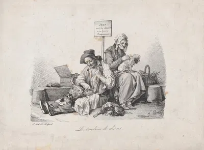 The Dog Shearer by Louis-Léopold Boilly, 1822 — digital art print download