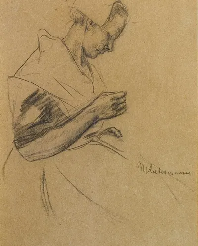 Woman Sewing by Макс Либерман — digital art print download