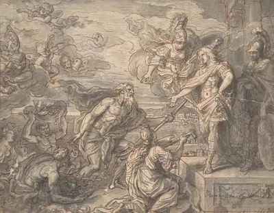 Neptune and other Marine Deities Paying Homage to Louis XIV by Michel Corneille the younger — digital art print download