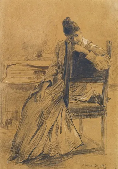 Portrait Of A Woman Sitting On A Chair by Norbert Goeneutte, 1890 — digital art print download