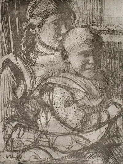 Anni and Elina by Pekka Halonen, 1909 — digital art print download