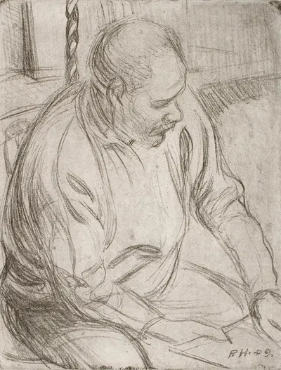 Arttu Sitting by the Fireplace by Pekka Halonen, 1909 — digital art print download