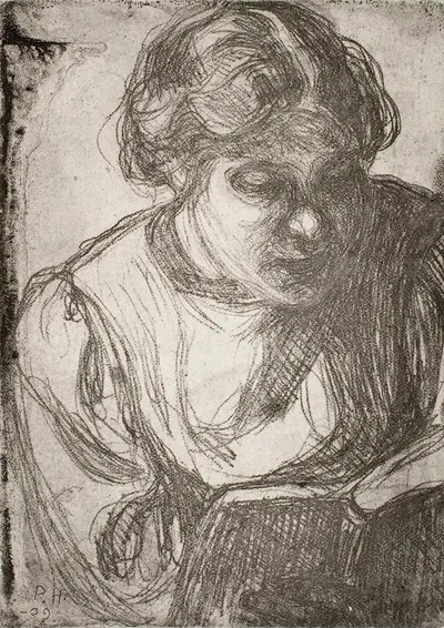 Girl Reading (Hilda Tamminen) by Pekka Halonen, 1909 — digital art print download