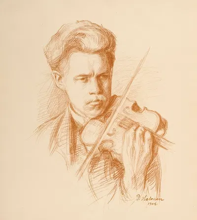 Heikki Playing (the Artist's Brother) by Pekka Halonen, 1908 — digital art print download