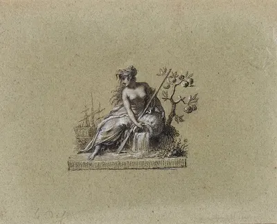 Etude pour une tête de lettre du Département de la Seine inférieure by Пьер-Поль Прудон, 1800 — digital art print download