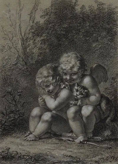 Le coup de patte du chat ou Les peines que l'amour nous cause by Пьер-Поль Прудон, 1800 — digital art print download